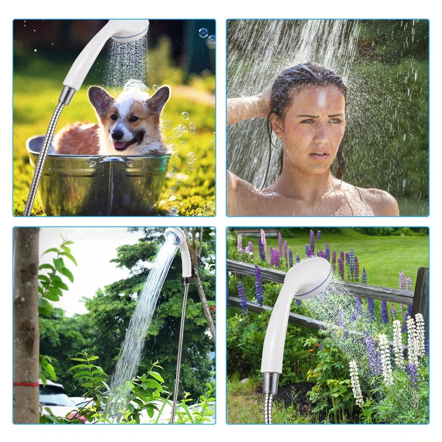 🚿 Hold dig frisk udendørs - Bærbar campingbruser med justerbart flow - for nem og bekvem udendørs rengøring!