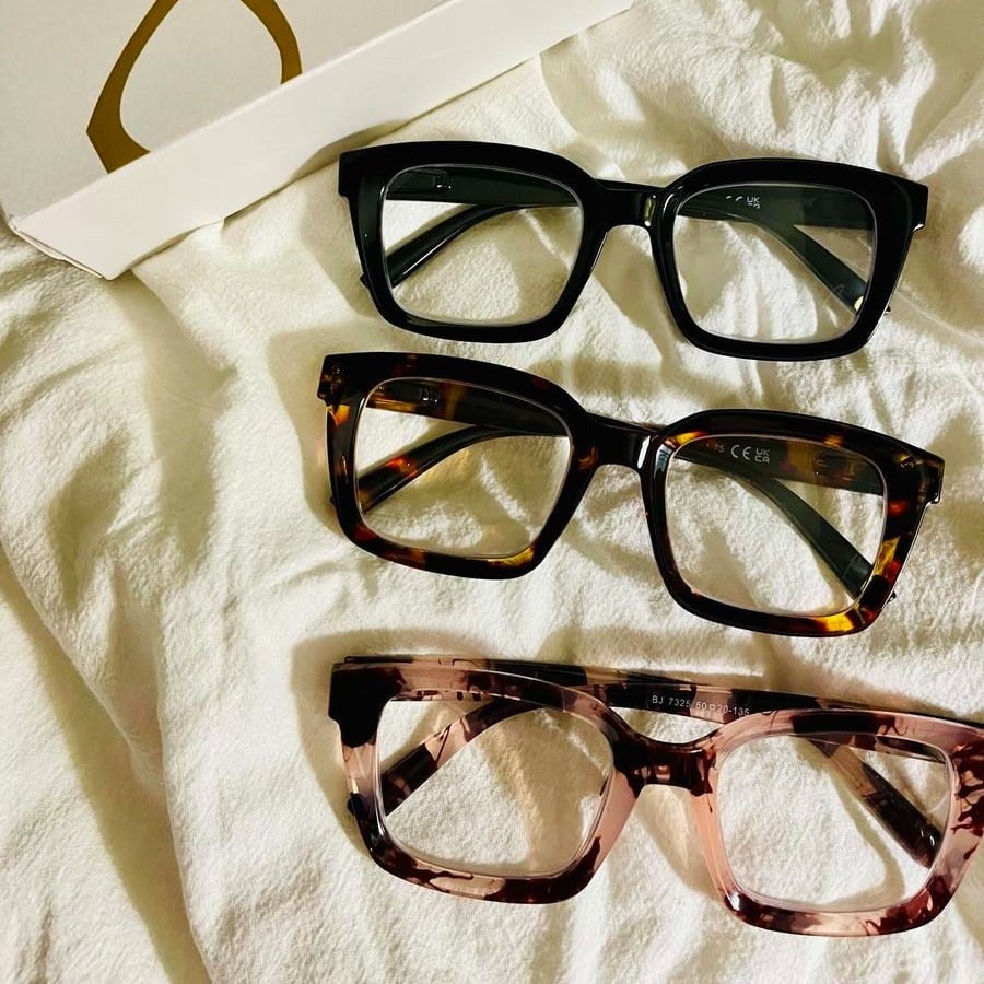 👓3-pak tortoiseshell læsebriller - Blålysblokerende oversized firkantede læsebriller