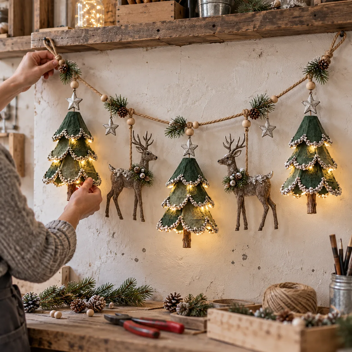 Julekrans med lys til skoven