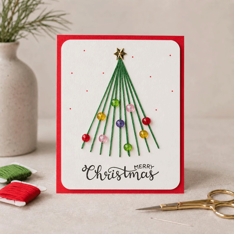 🎄🧵DIY-sæt til et julekort med string art