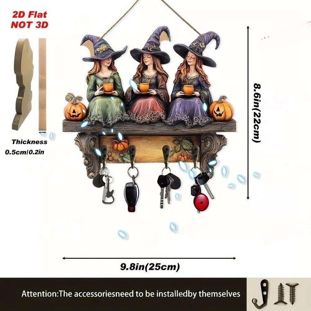 🎃2025 Halloween-heks nøglering træ vægdekoration