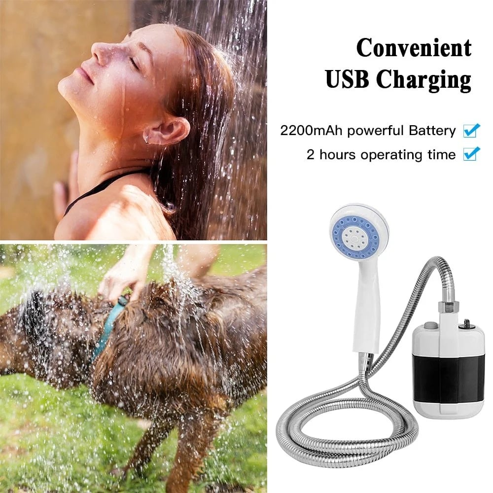 🚿 Hold dig frisk udendørs - Bærbar campingbruser med justerbart flow - for nem og bekvem udendørs rengøring!