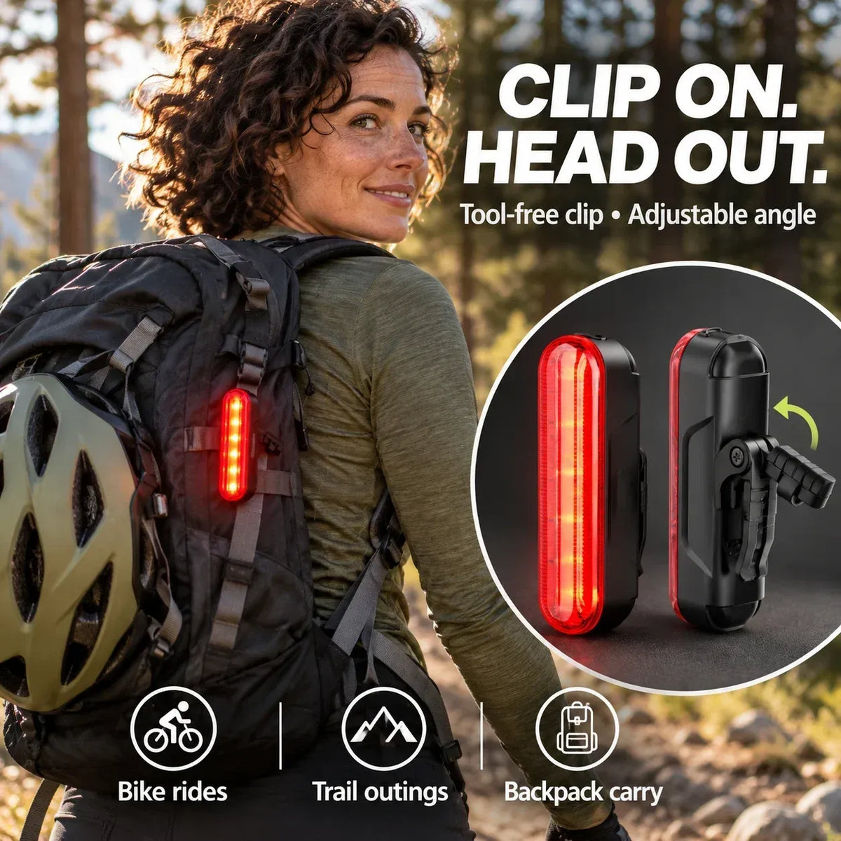 🚨 LED-baglygte til cykel med intelligent bremsesensor | Lasermarkeret sikkerhedszone og 22 timers batterilevetid (2 monteringsbeslag medfølger)