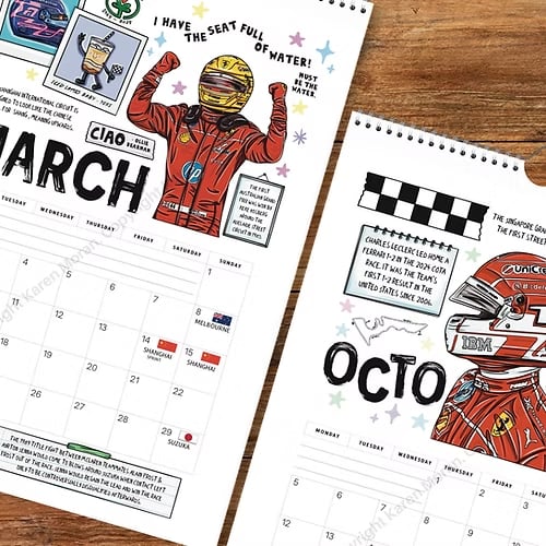🏎️📅F1 Scrapbook Race Calendar 2026 — Den ultimative vægkalender for racerfans