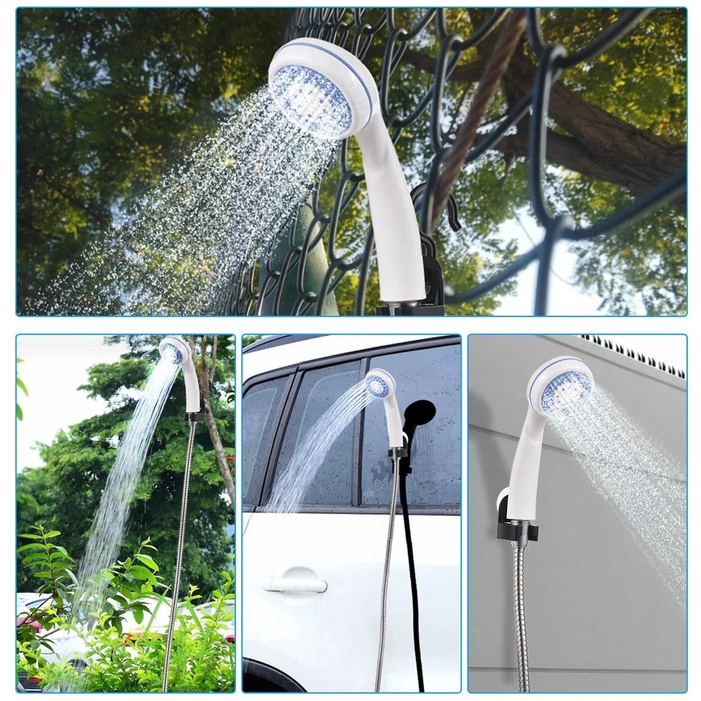 🚿 Hold dig frisk udendørs - Bærbar campingbruser med justerbart flow - for nem og bekvem udendørs rengøring!