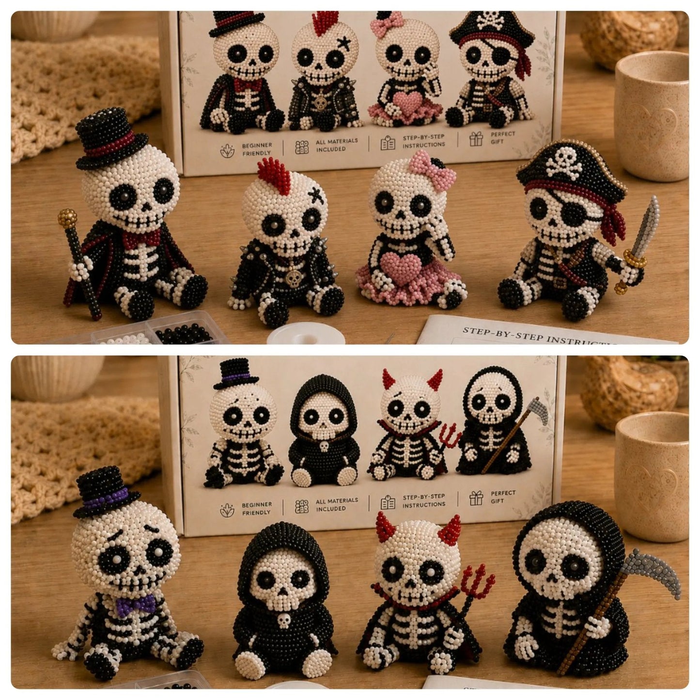 🔥Sidste dag – 50 % rabat 💀 3D-skelet-DIY-sæt med perler
