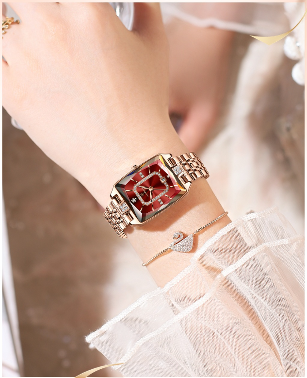 đ„Black Friday-megatilbud â 50 % rabat!đ„Dameur med rektangulĂŠrt urskive og rhinsten