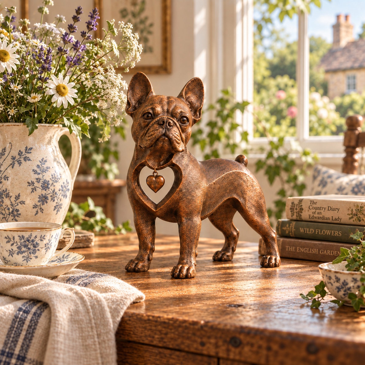 ⭐Skulptur af en fransk bulldog i klassisk retrostil — kærlighed ved første blik!