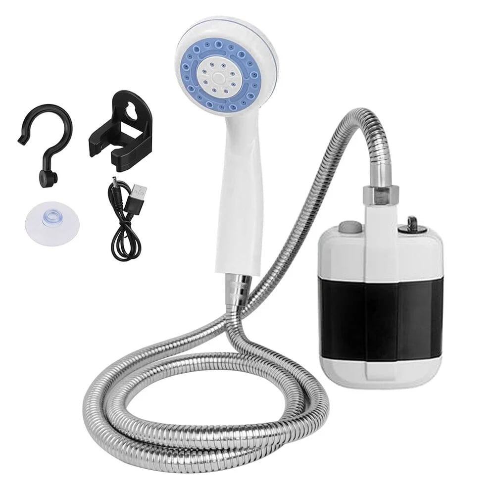 🚿 Hold dig frisk udendørs - Bærbar campingbruser med justerbart flow - for nem og bekvem udendørs rengøring!