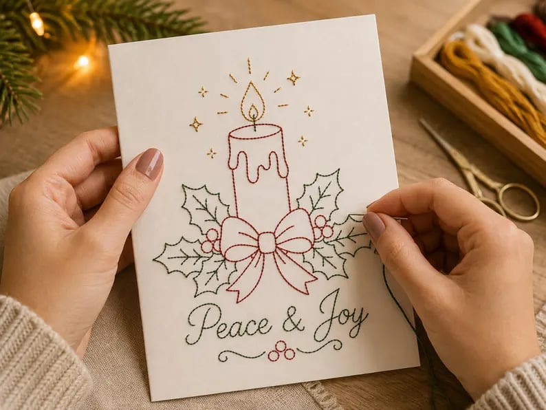 🌲DIY-sæt til håndbroderet julekort | Broder dig ind i julestemningen ✨ 🎁