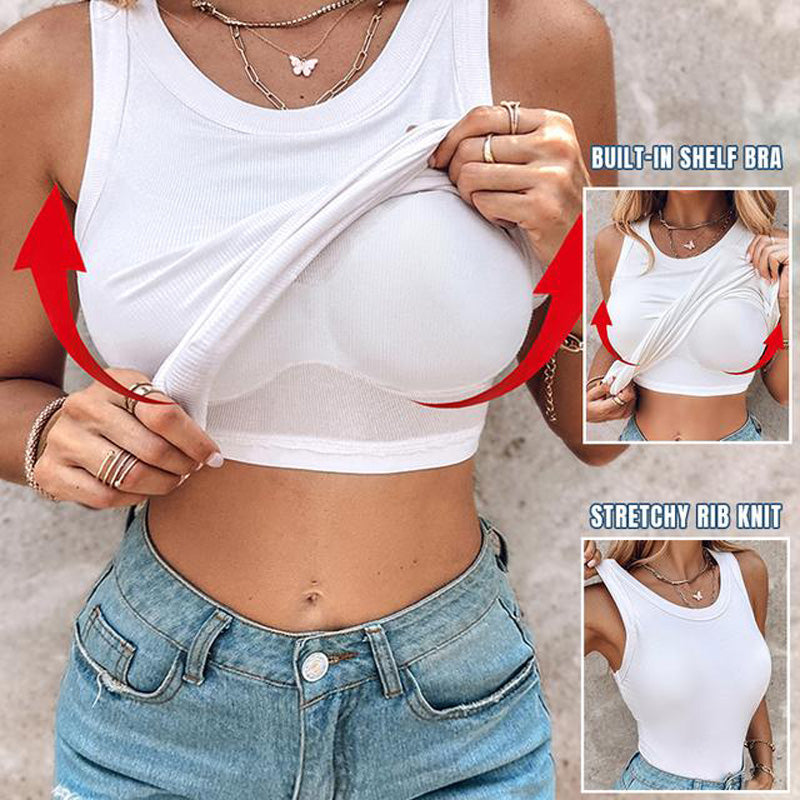Ribbet tanktop til kvinder med bøjle-bh-vest/ Women's ribbed tank top with underwire bra vest
