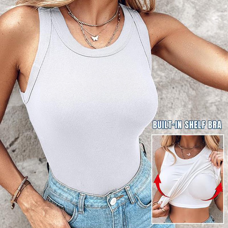 Ribbet tanktop til kvinder med bøjle-bh-vest/ Women's ribbed tank top with underwire bra vest