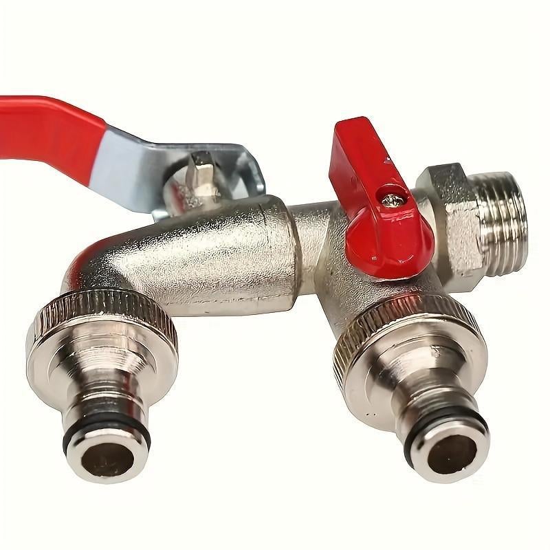 🚰 FLASH-TILBUD: 50 % RABAT! ⚙️ Universel havehane i rustfrit stål med to udløb – separate ventiler, robust og nem at montere 🚰