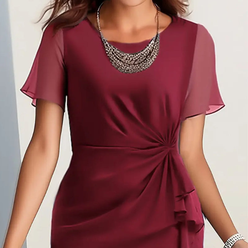 💃Elegant ensfarvet kjole