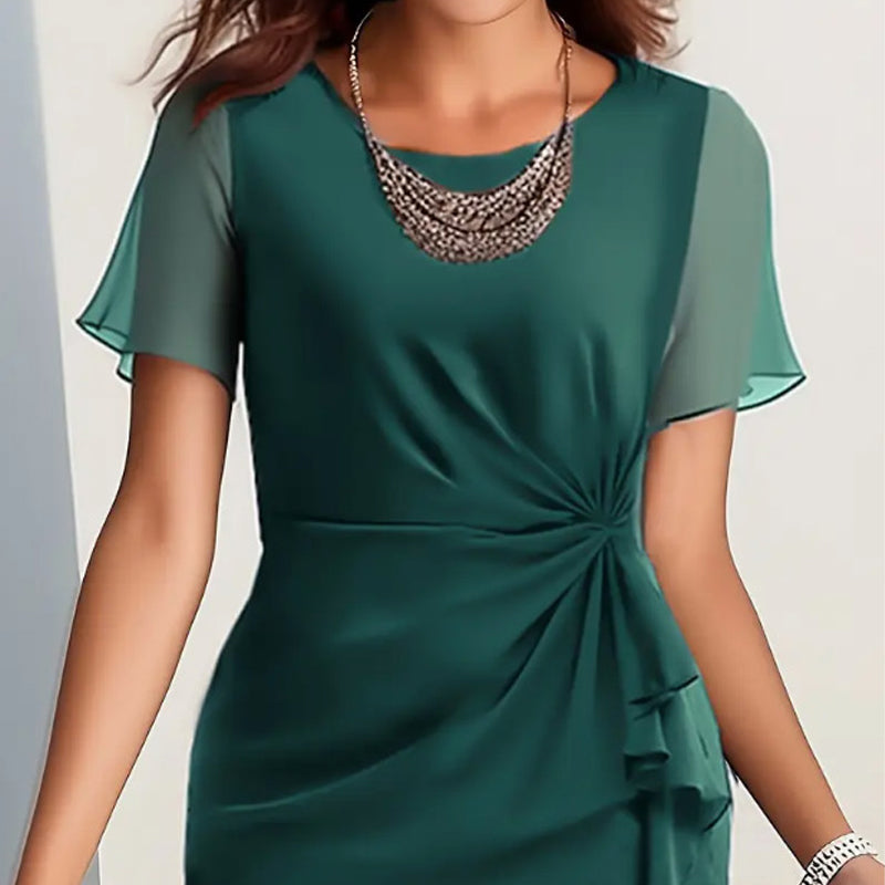 💃Elegant ensfarvet kjole