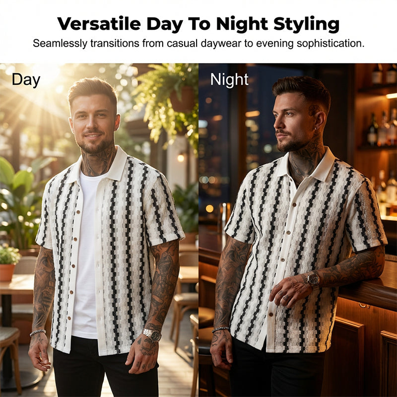 🎉Ny sæson er her!✨ Retro-striktrøje med korte ærmer til mænd i geometrisk mønster