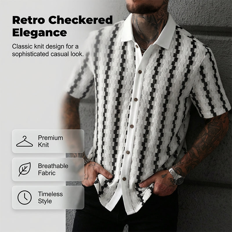🎉Ny sæson er her!✨ Retro-striktrøje med korte ærmer til mænd i geometrisk mønster