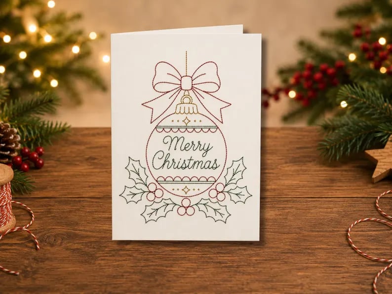 🌲DIY-sæt til håndbroderet julekort | Broder dig ind i julestemningen ✨ 🎁
