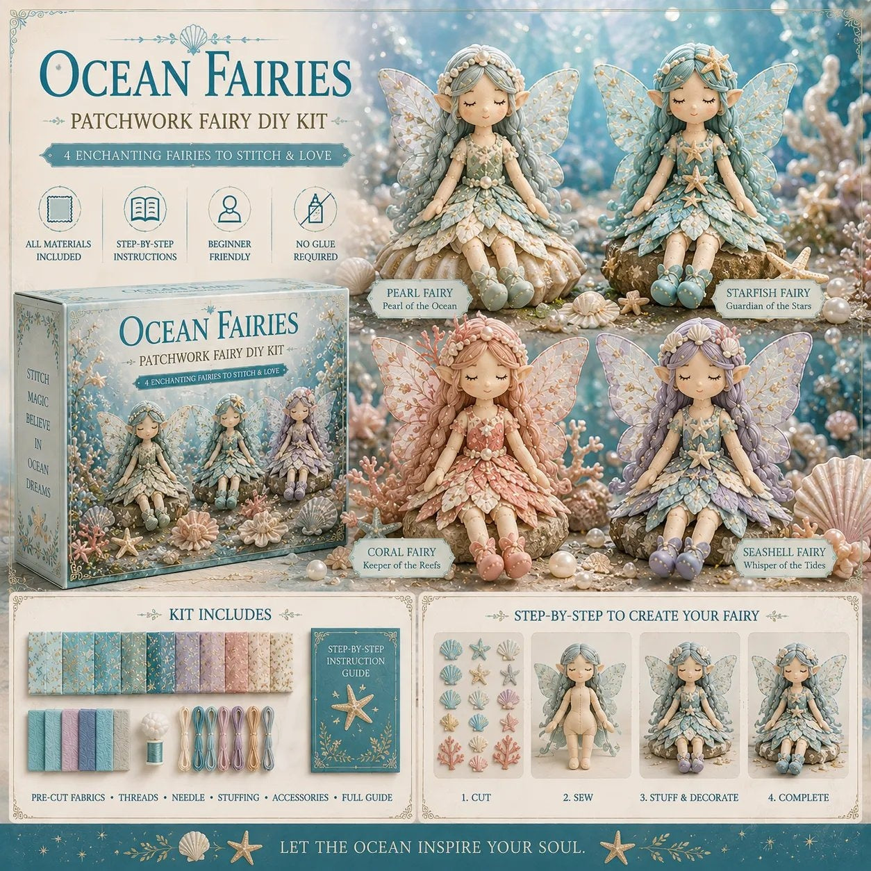 🔥SIDSTE DAG 50 % RABAT – 🧵Fairy Patchwork DIY-kollektion