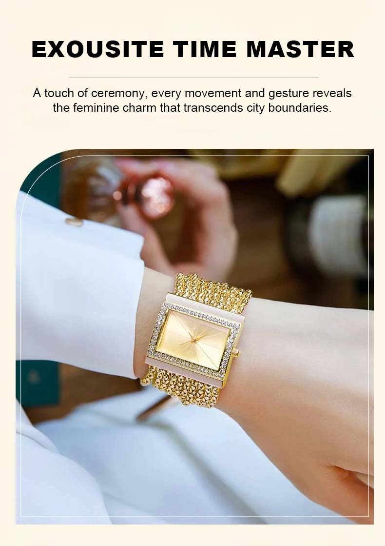 Diamantbesat kvindeur med kvartsværk