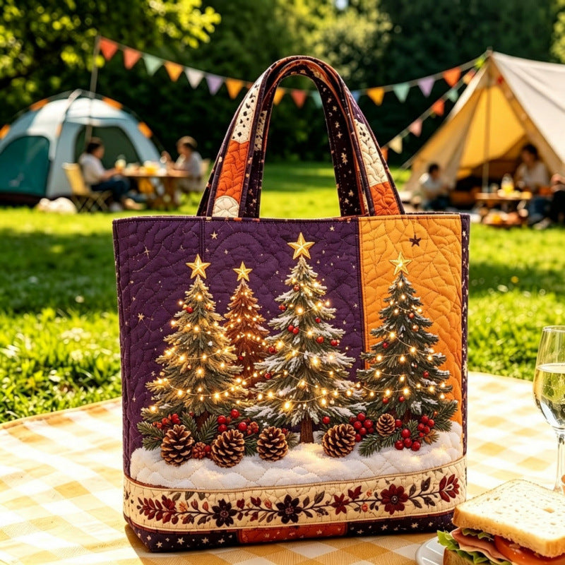 Vintage-tote-taske med julemotiv af julemanden | Festlig genanvendelig indkøbspose