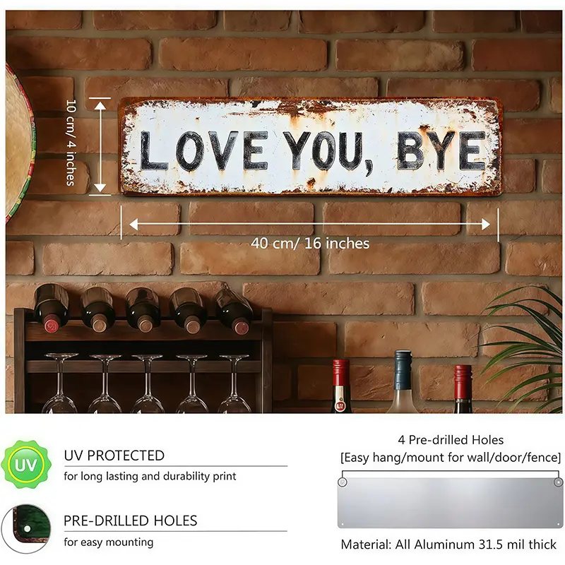 ❤️ LOVE YOU, BYE – Vintage metalskilt til vægge