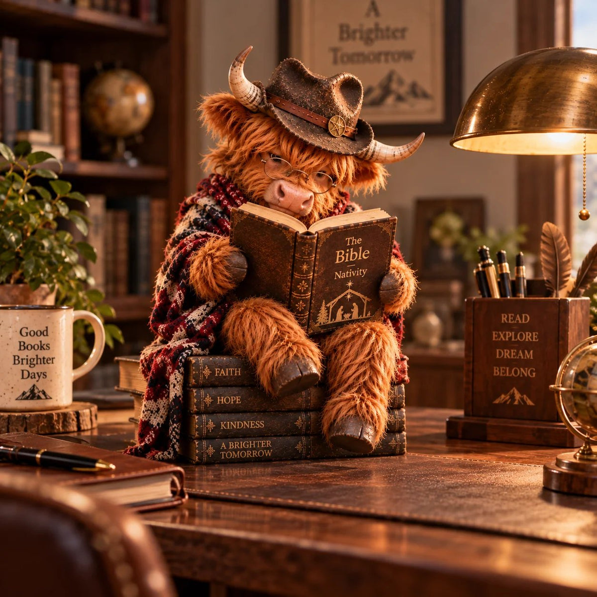 ⏳ Sidste dag med 49 % rabat – 🐮 Highland Cow-julefigur – en tro-inspireret gave til bogelskeren