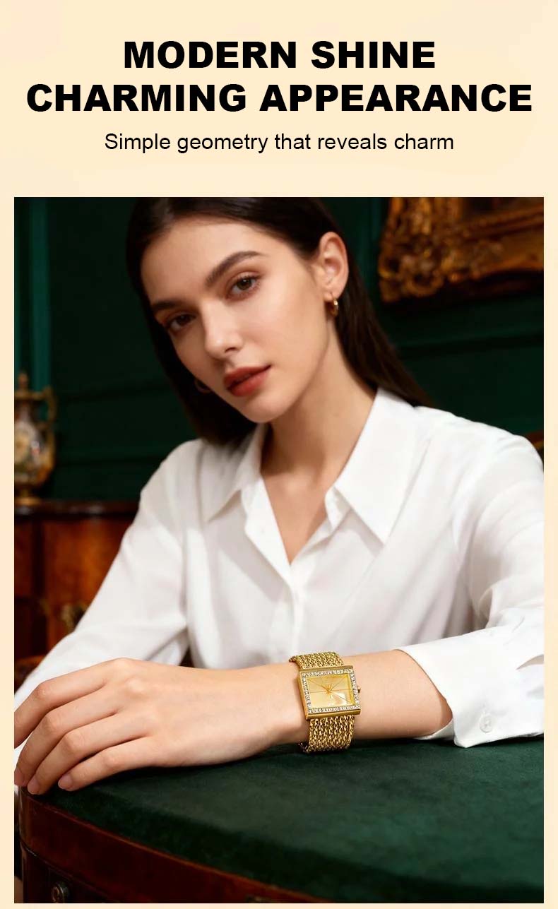 Diamantbesat kvindeur med kvartsværk