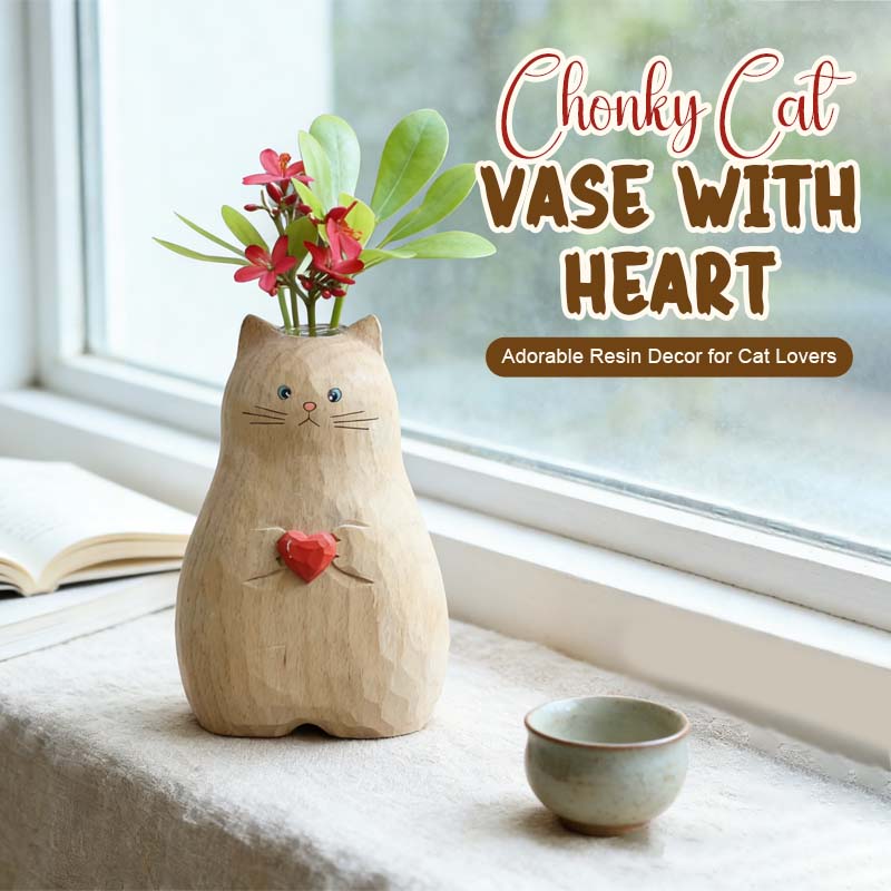 Chonky Cat-vase med hjerte