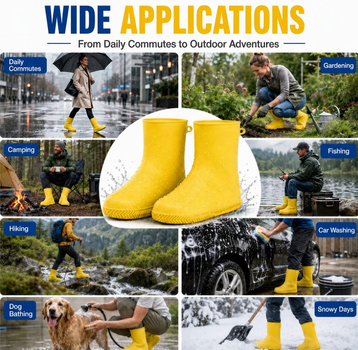 Ikke flere våde sneakers! Robuste regnstøvler — skridsikre og sammenfoldelige, så de passer i din taske 🌧️