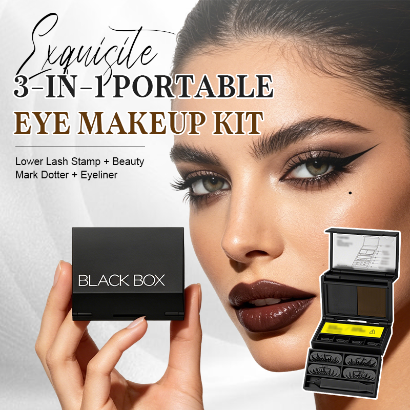 3-i-1 bærbart øjenmakeup-sæt: Stempel til nedre vipper + prikker til skønhedspletter + eyeliner