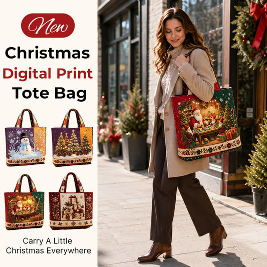 Vintage-tote-taske med julemotiv af julemanden | Festlig genanvendelig indkøbspose