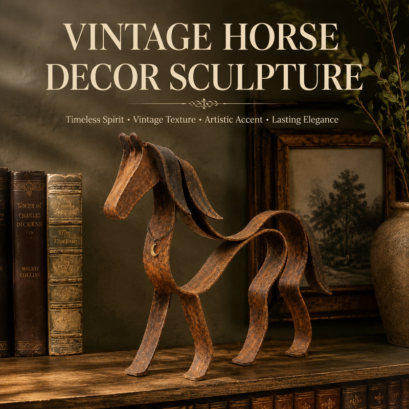 Vintage metalskulptur af en hest – rustik boligindretning med hestemotiv 🐎