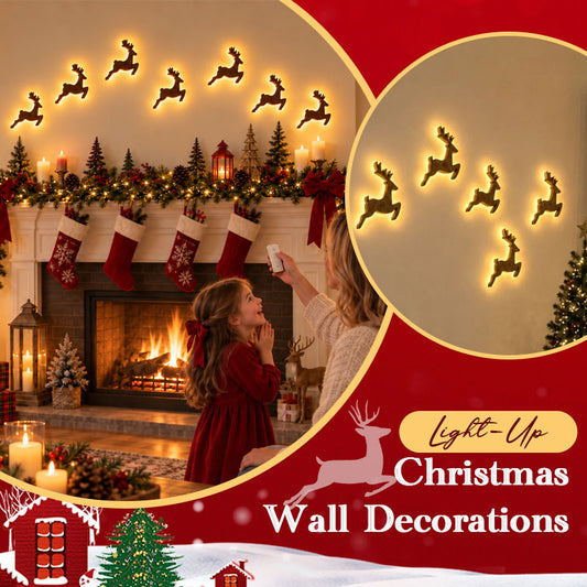 🎄 LED-vægdekorationer med rensdyr – ✨Festlig julebelysning