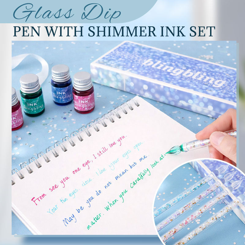Glasstift mit schimmerndem Tintenset