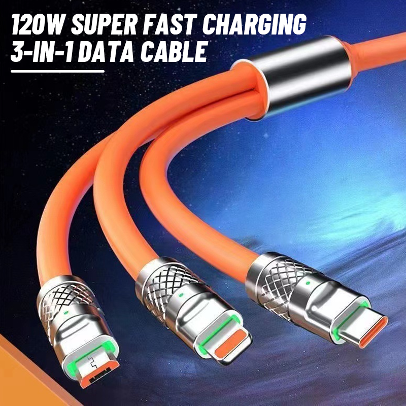 120w superhurtig opladning 3-i-1 datakabel