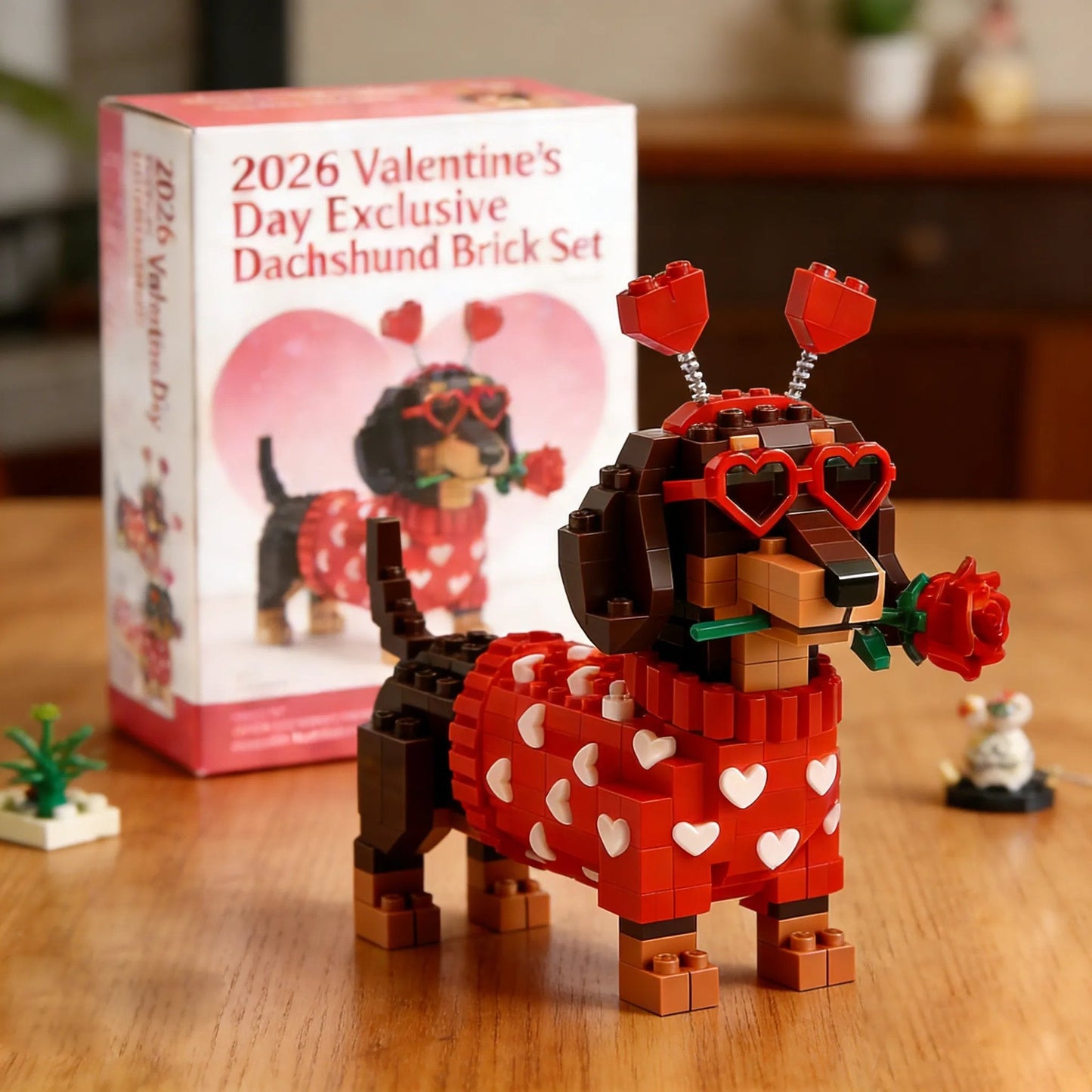 💖 2026 Valentinsdagseksklusivt dachshund-klodsesæt