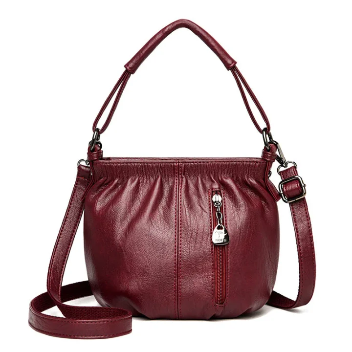 Skrynklig design, mjuk läderväska 👜✨