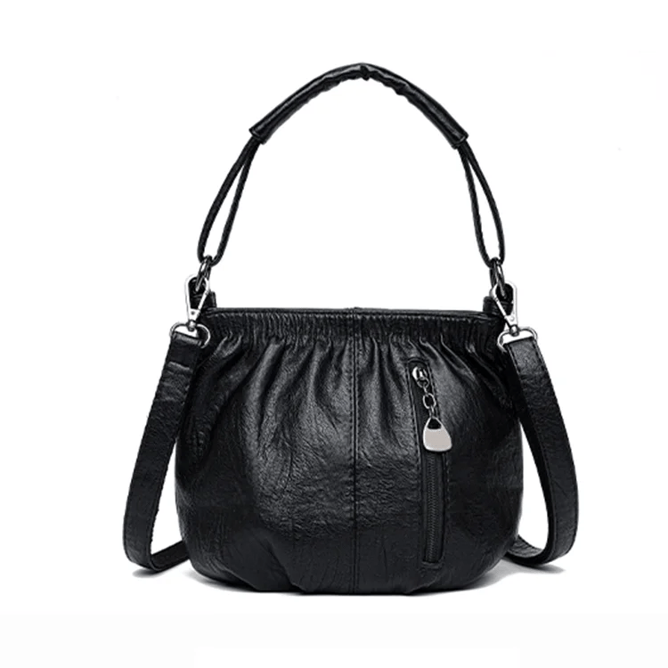 Skrynklig design, mjuk läderväska 👜✨