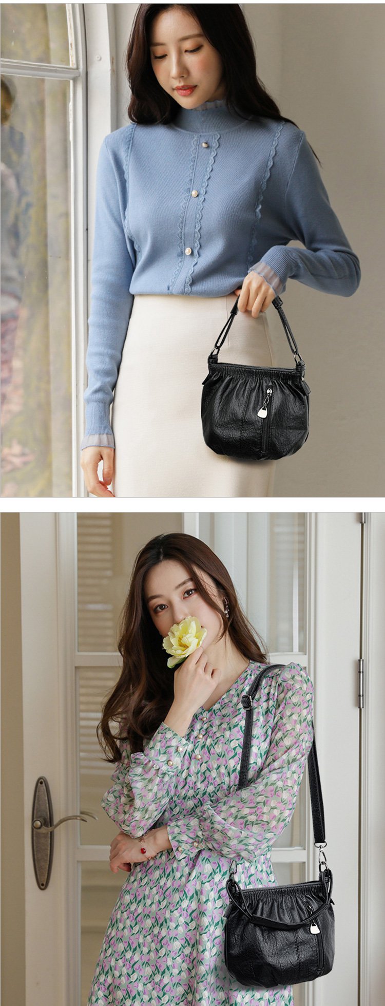 Skrynklig design, mjuk läderväska 👜✨