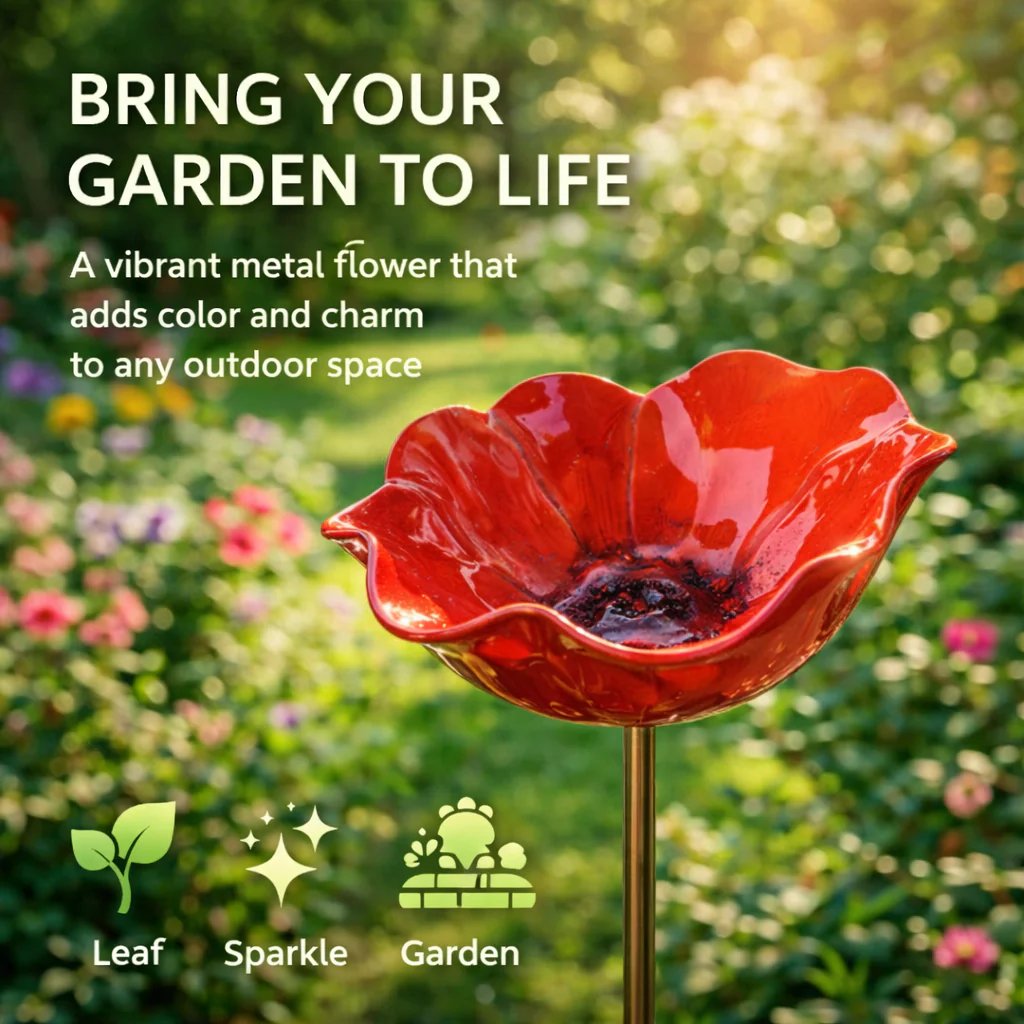 💖🎁Gaver til mors dag 2026 --🎁Håndlavet blomsterpind i metal til haven🐦