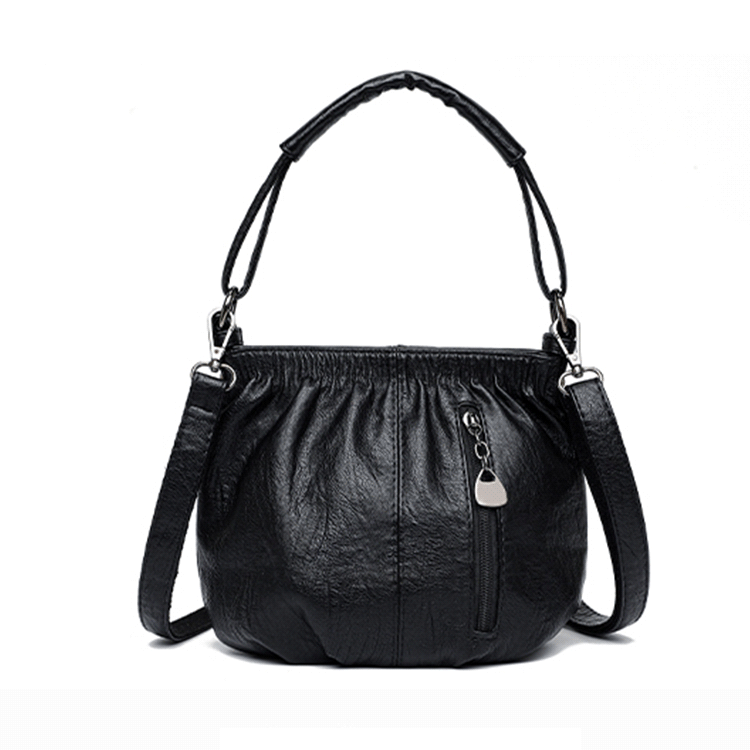 Skrynklig design, mjuk läderväska 👜✨
