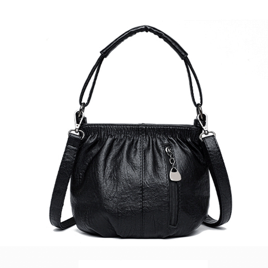 Skrynklig design, mjuk läderväska 👜✨