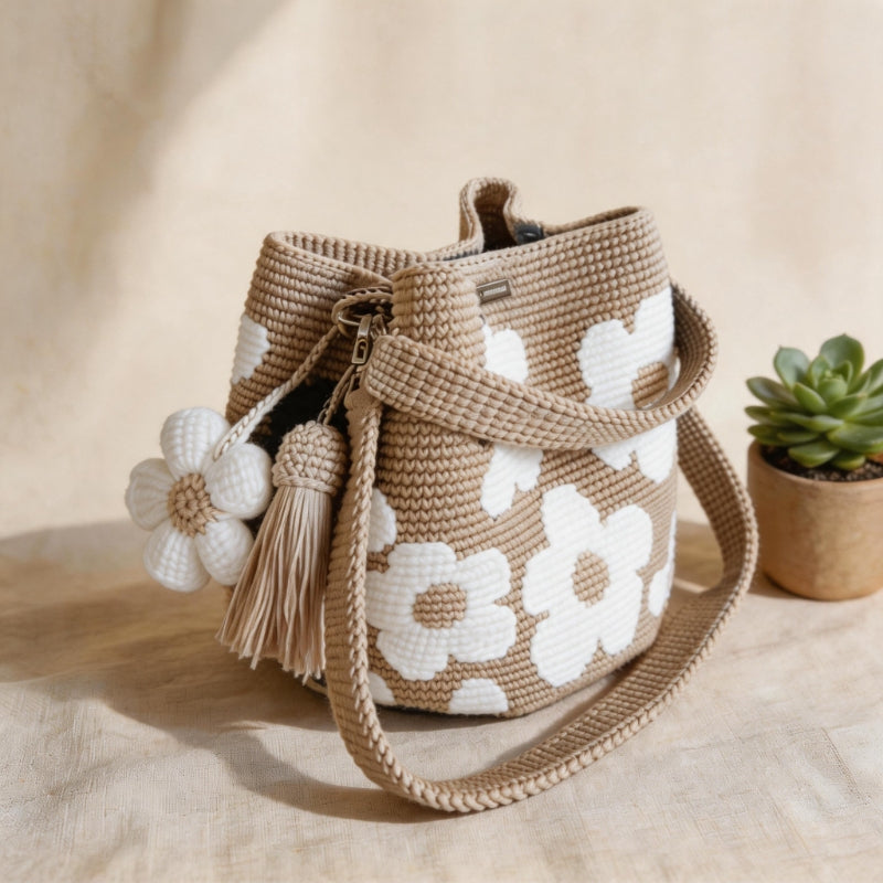 Håndlavet hæklet blomster-tote 🌼✨