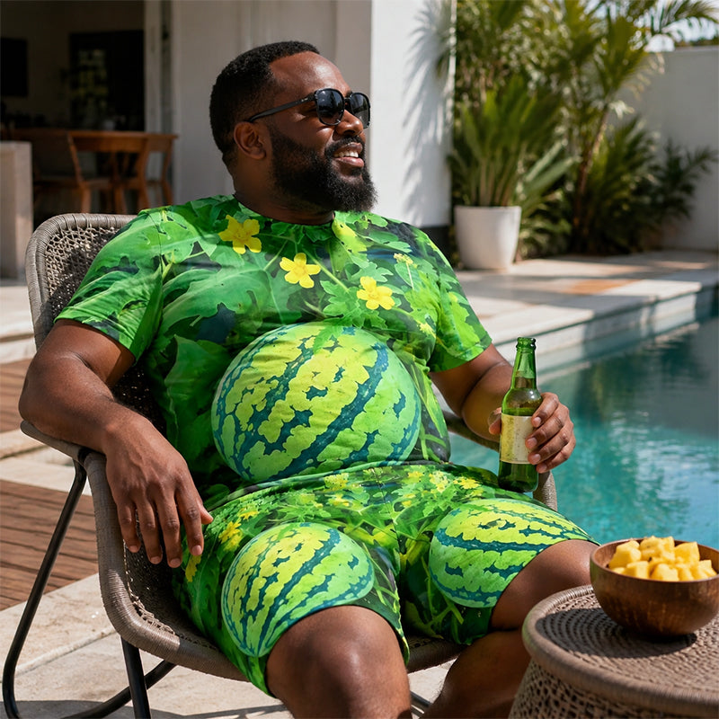 🍉 Sjovt T-shirt-sæt med vandmelon-print