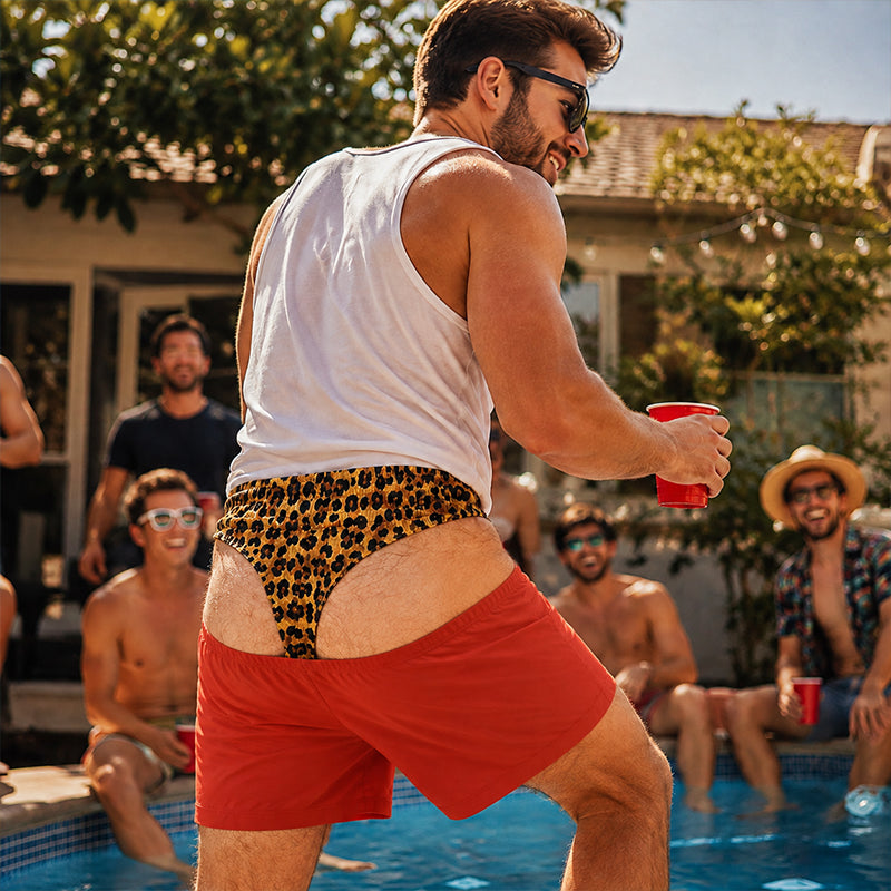 🩳 Strandshorts til mænd med leopardmønster
