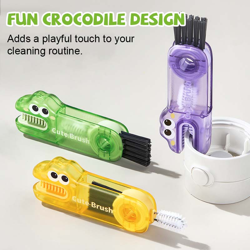 🐊 Krokodille multifunktionel rengøringsbørste - 3 børstehoveder til alle koppetyper