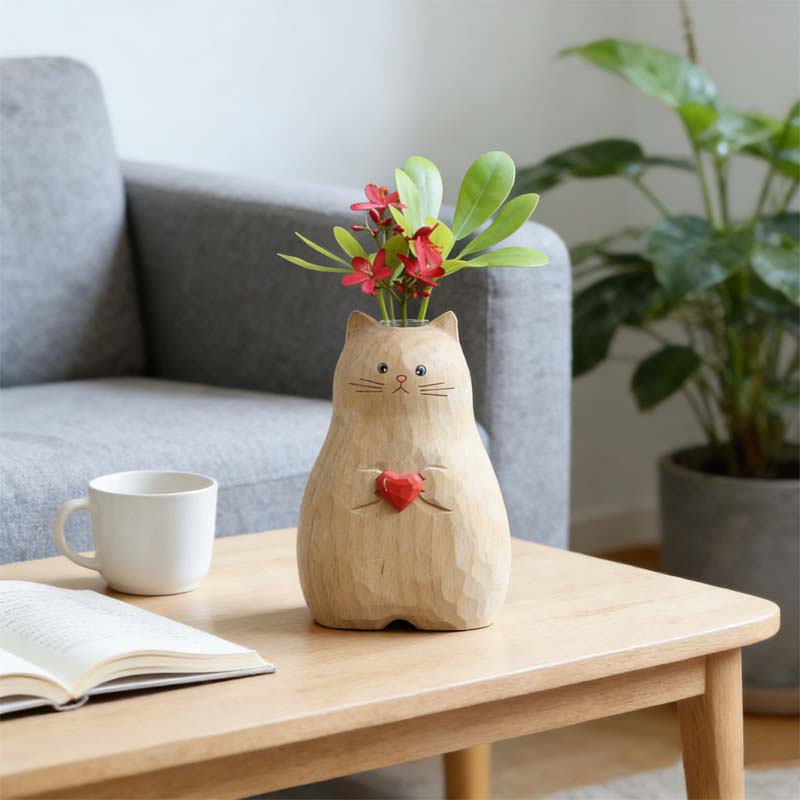 Chonky Cat-vase med hjerte