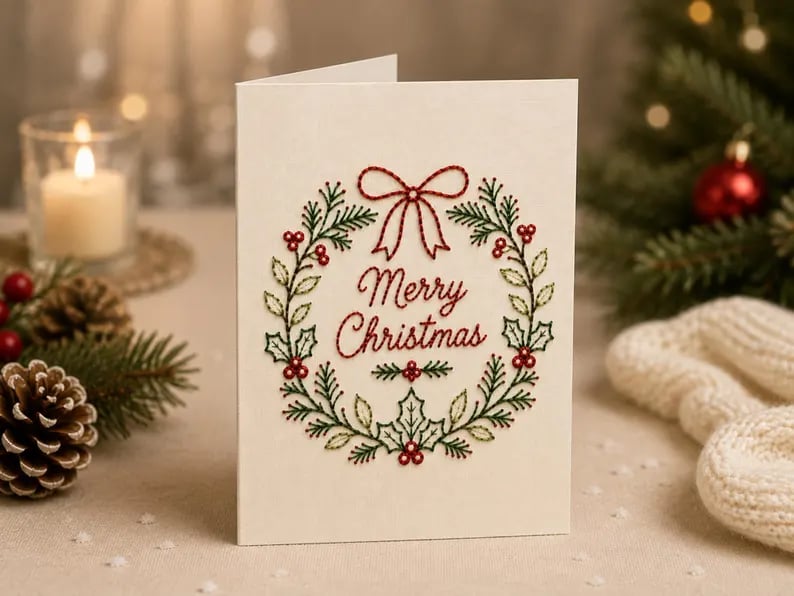 🌲DIY-sæt til håndbroderet julekort | Broder dig ind i julestemningen ✨ 🎁