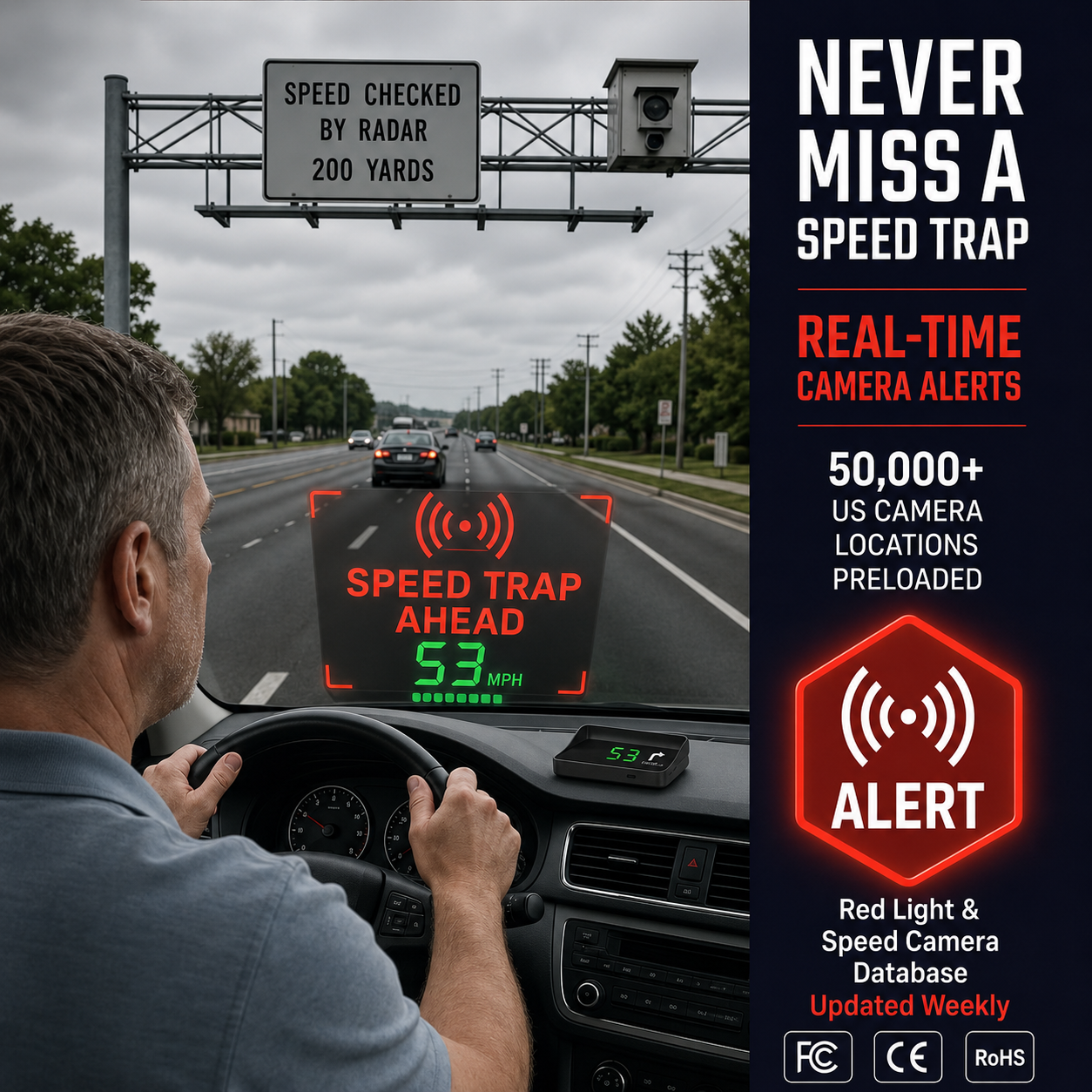 Head-Up Display (HUD) – GPS til bilen med digitalt speedometer